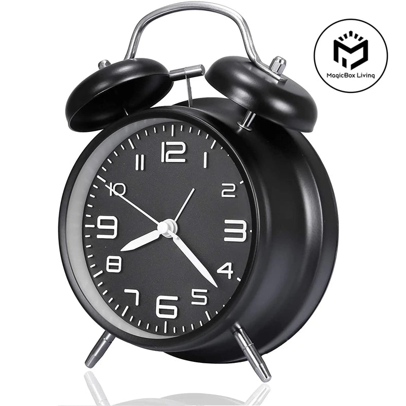 Réveil Double Cloche Métal Sans Tic-Tac
