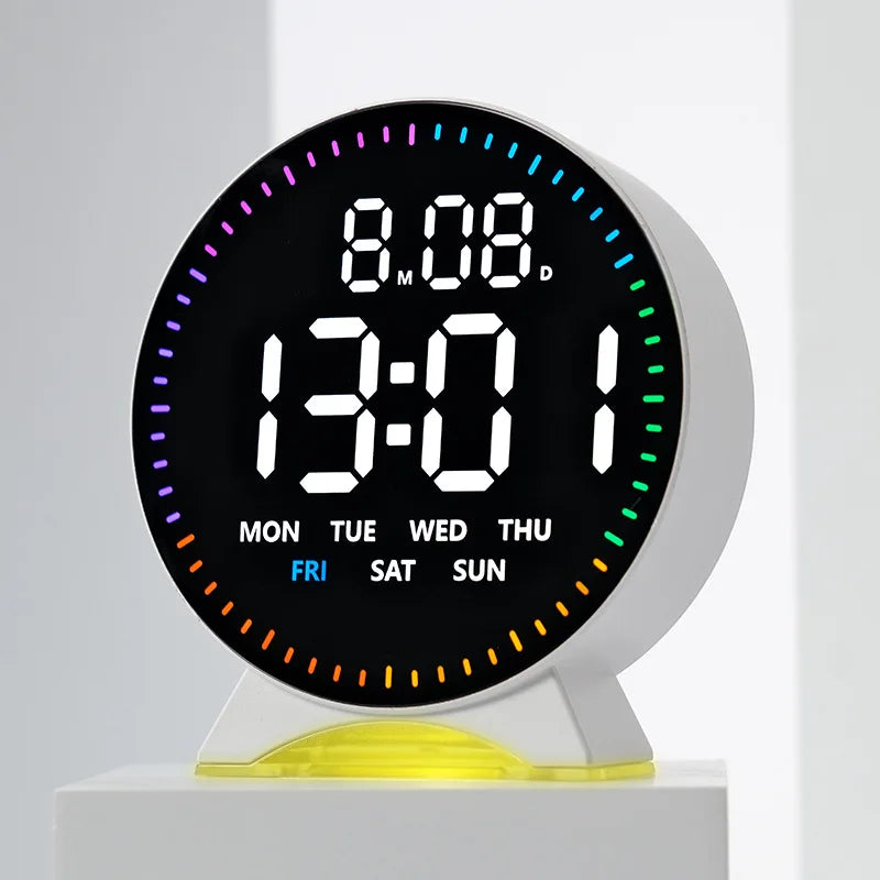 Réveil Digital LED Rond Ambiance Lumineuse