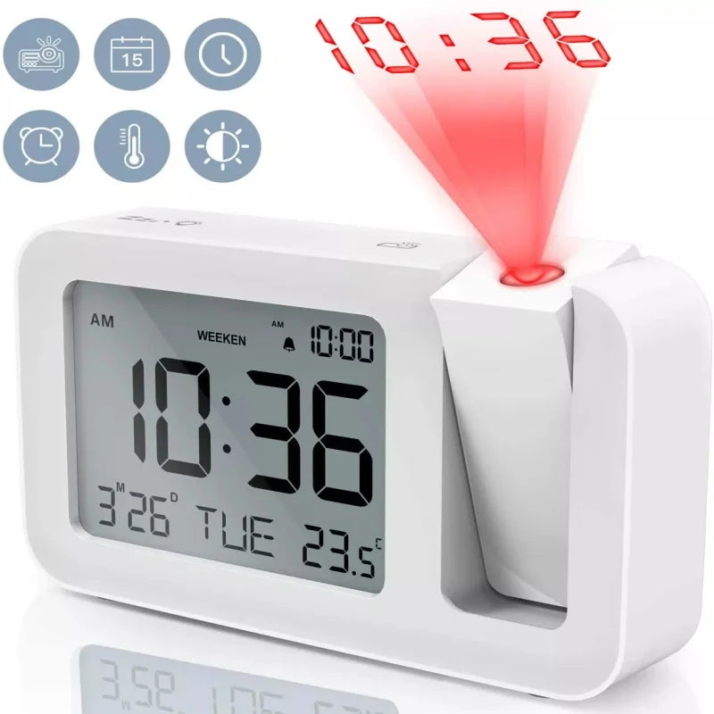 Réveil Projecteur Numérique à Double alarme & USB
