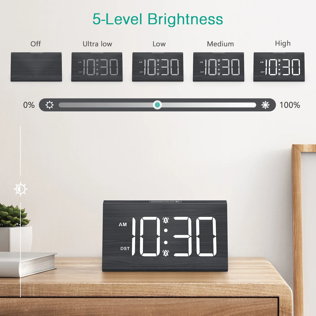 Réveil Numérique en Bois LED