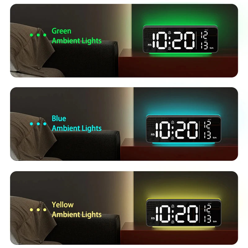 Réveil Numérique LED avec Éclairage Ambiance