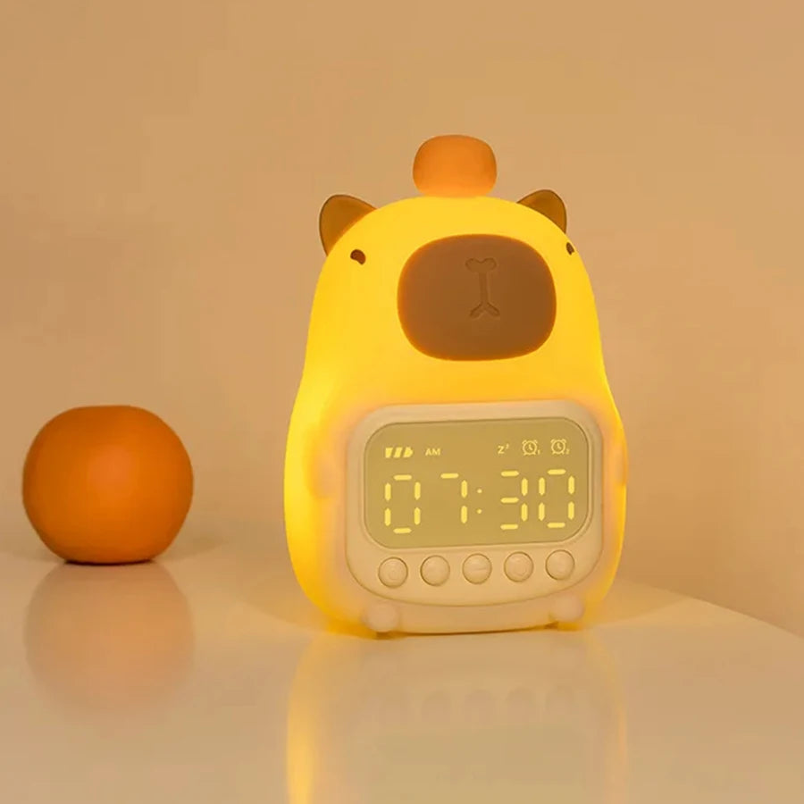 Réveil Capybara LED Enfant Rechargeable & Veilleuse Douce