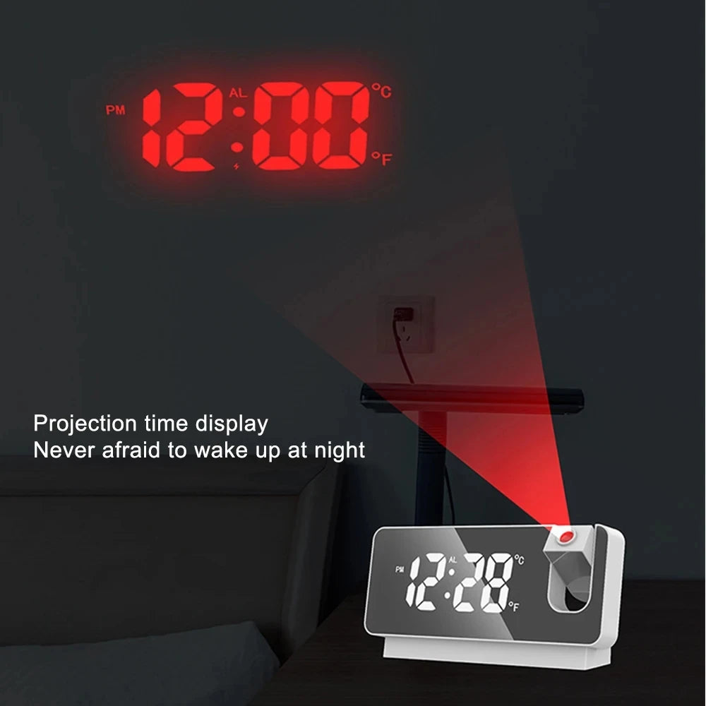 Réveil LED avec Projection 180° Moderne