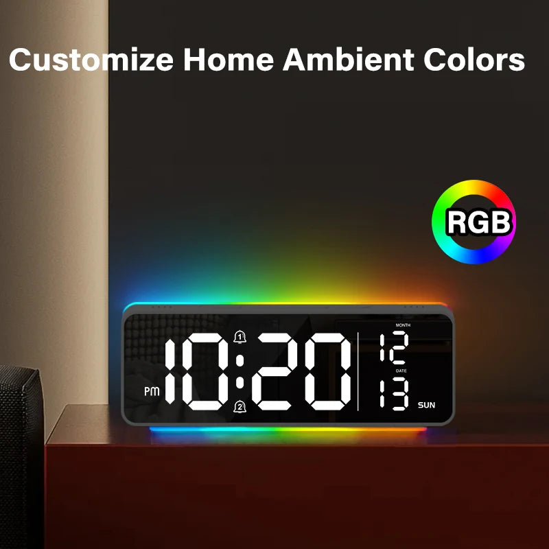 Réveil Numérique LED avec Éclairage Ambiance