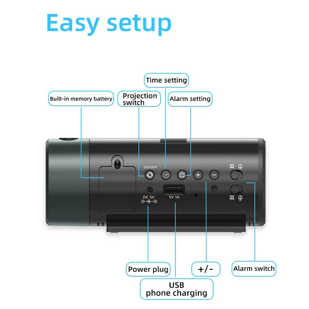 Réveil Projecteur Plafond 180° Rotatif