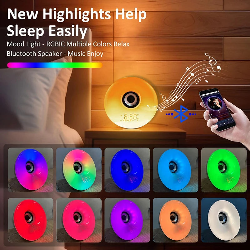 Réveil Lumineux Bluetooth à Simulation Lever de Soleil & Sons Naturels
