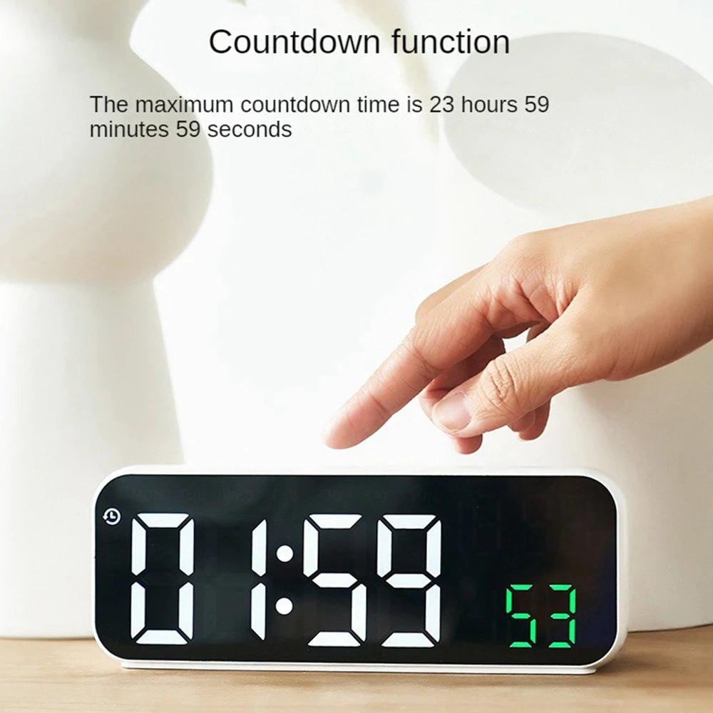 Réveil LED Affichage Numérique - Mode Nuit & Voice Control