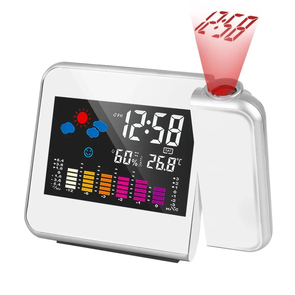 Réveil Projecteur Météo avec Horloge LED & Température