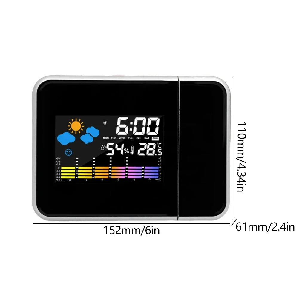 Réveil Projecteur Météo avec Horloge LED & Température