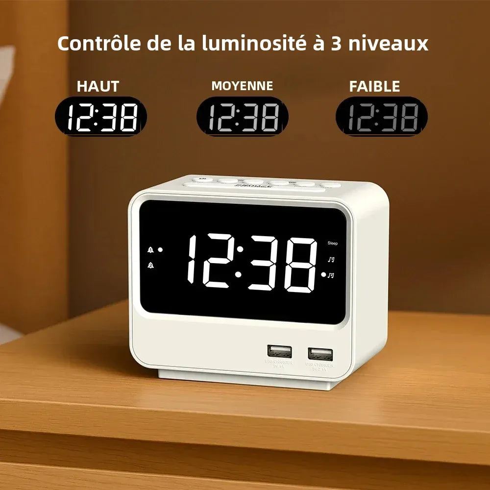 Réveil FM Radio avec Double USB