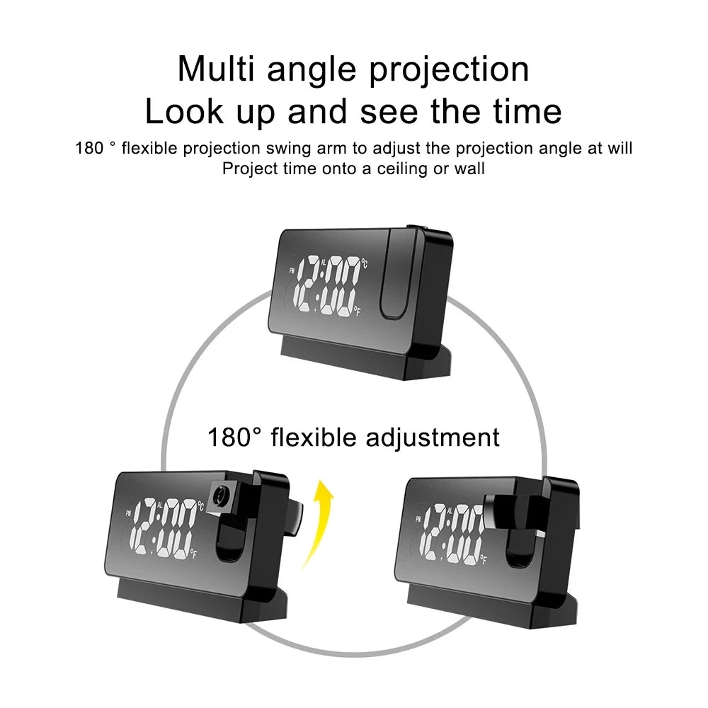Réveil LED avec Projection 180° Moderne