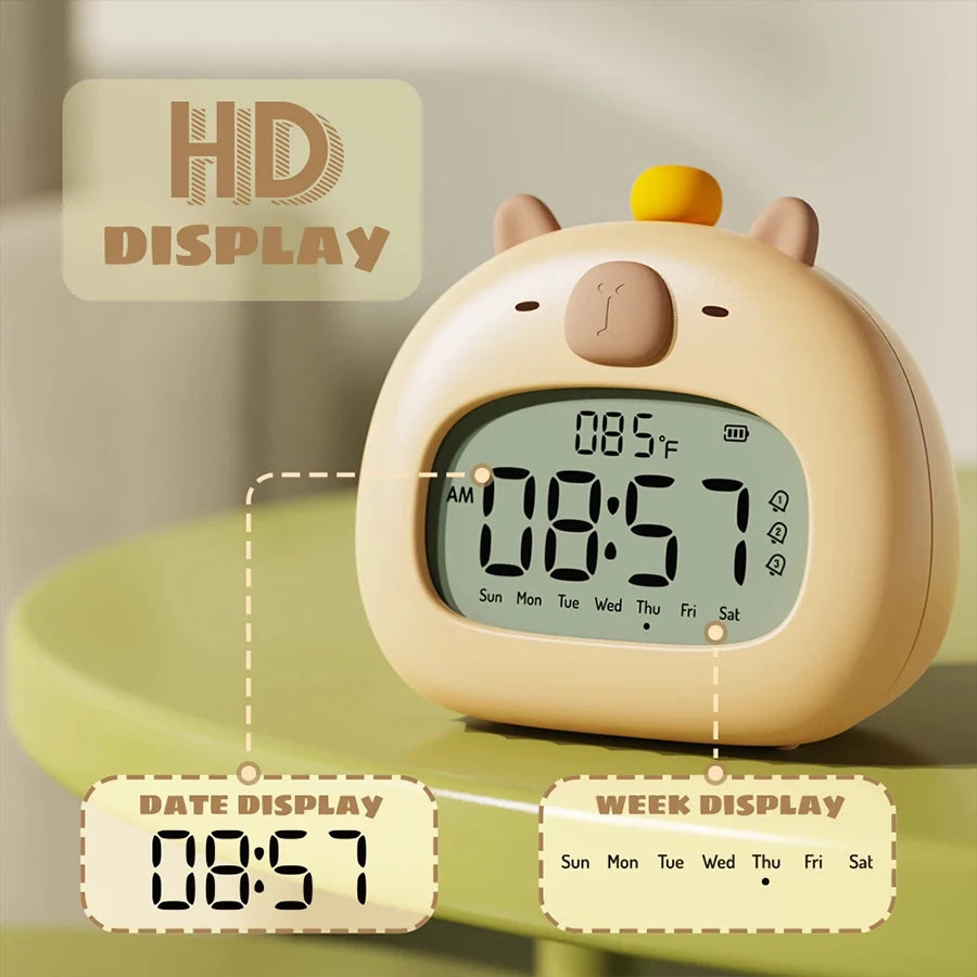 Réveil Capybara LED Enfant Rechargeable & Veilleuse Douce