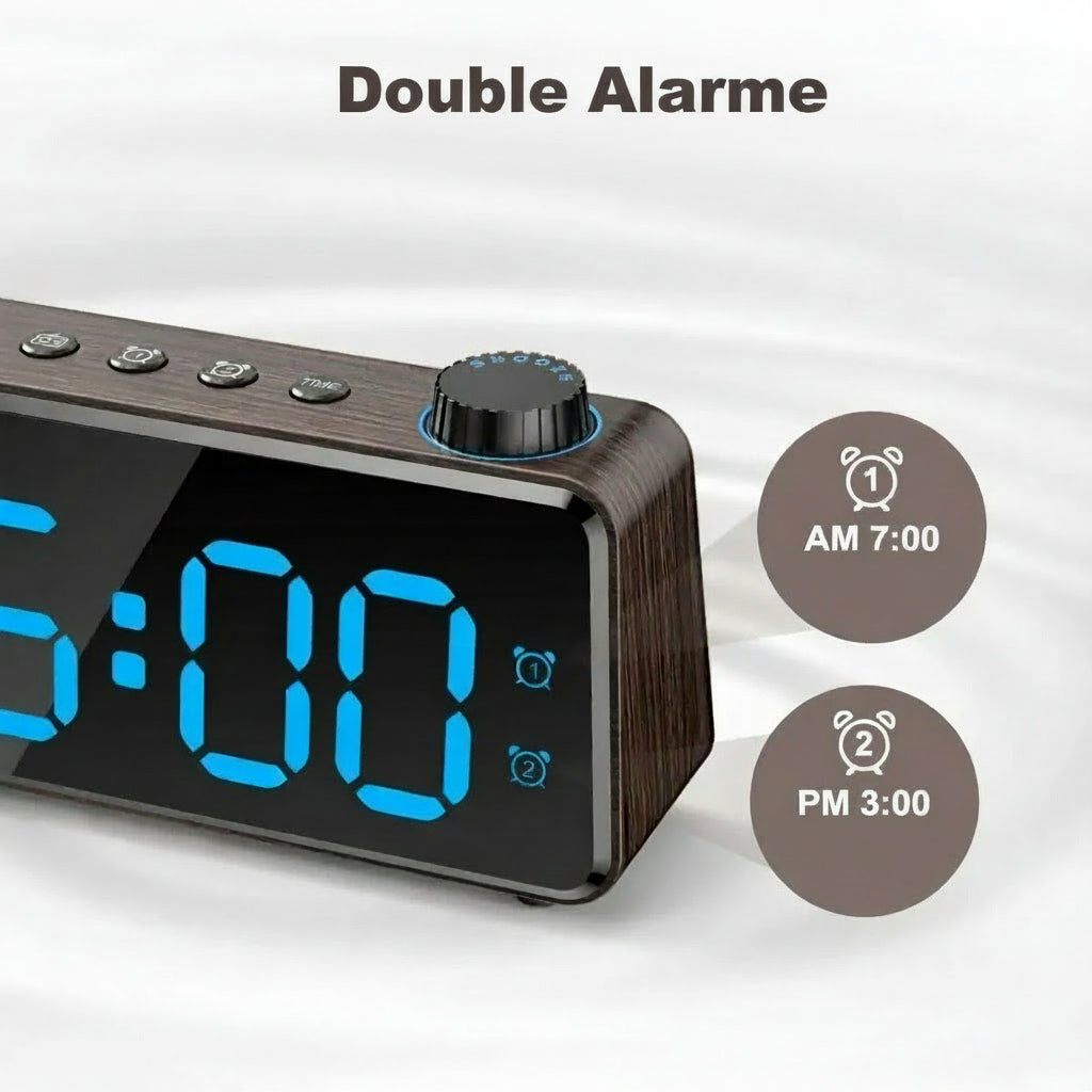 Réveil Digital FM Grand Écran LED