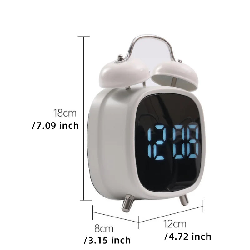 Réveil Digital Double Cloche LED avec Alarme & Affichage Lumineux