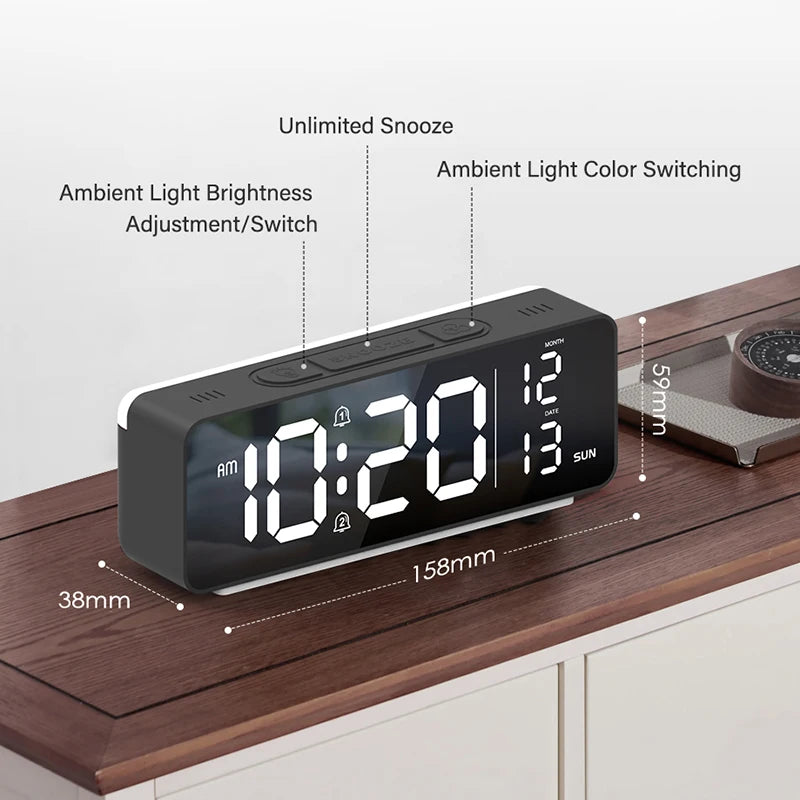 Réveil Numérique LED avec Éclairage Ambiance