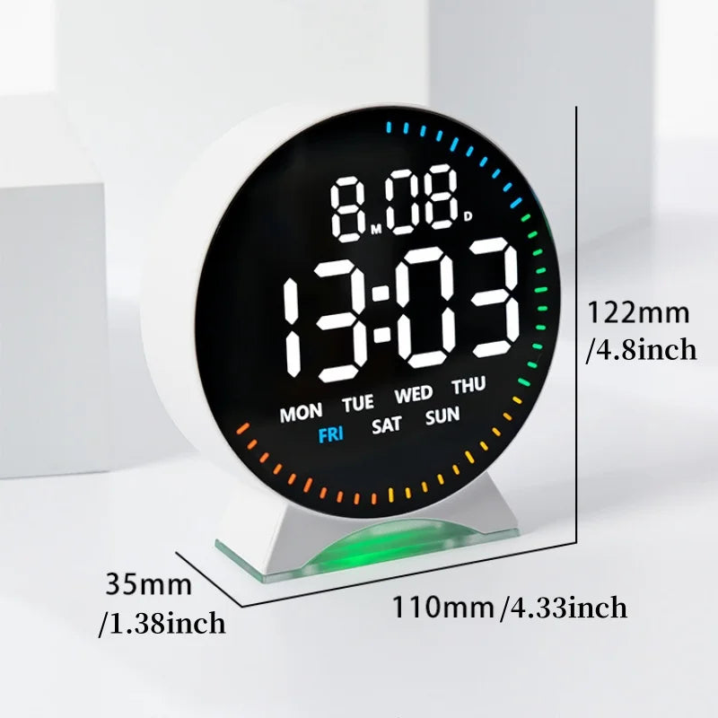 Réveil Digital LED Rond Ambiance Lumineuse