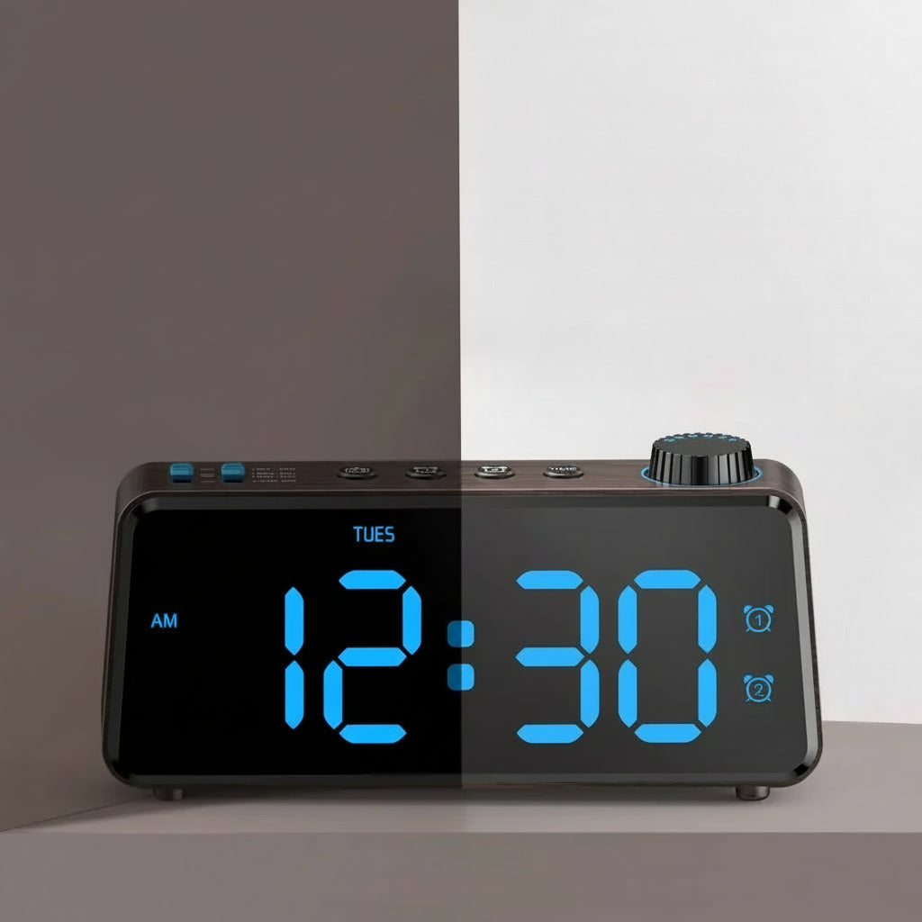 Réveil Digital FM Grand Écran LED
