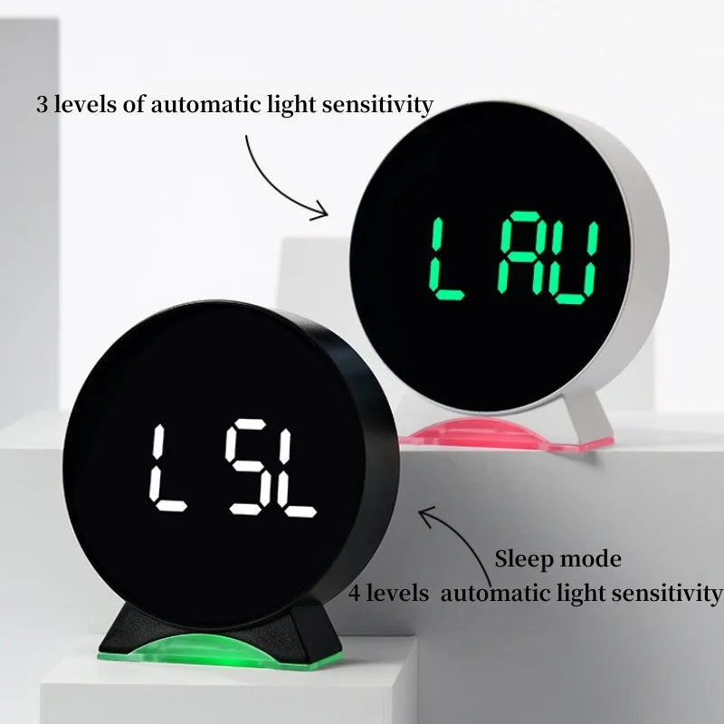Réveil Digital LED Rond Ambiance Lumineuse