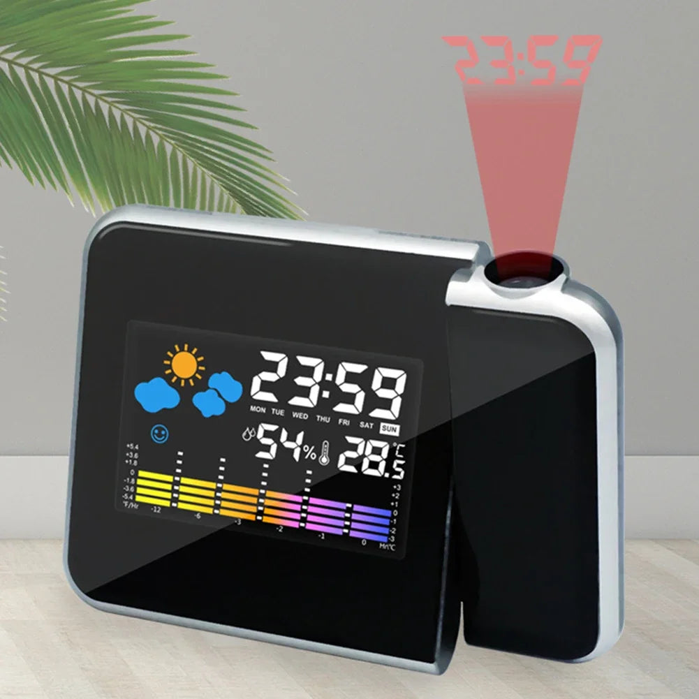 Réveil Projecteur Météo avec Horloge LED & Température