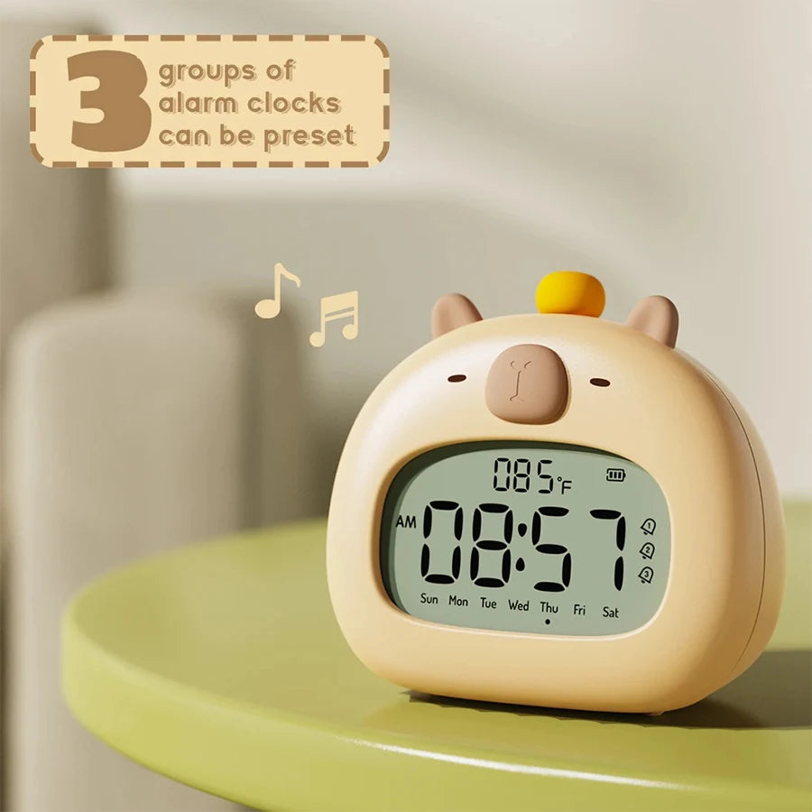 Réveil Capybara LED Enfant Rechargeable & Veilleuse Douce