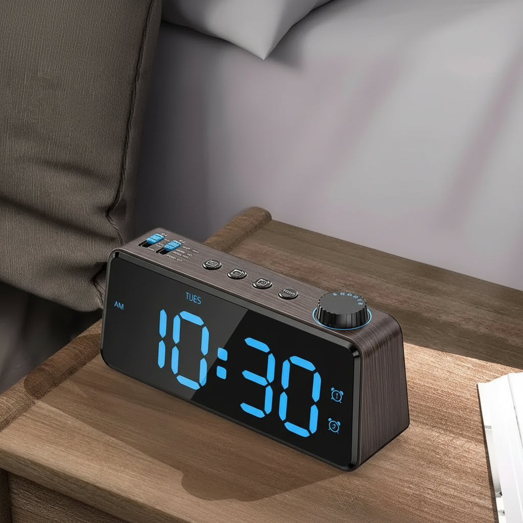 Réveil Digital FM Grand Écran LED