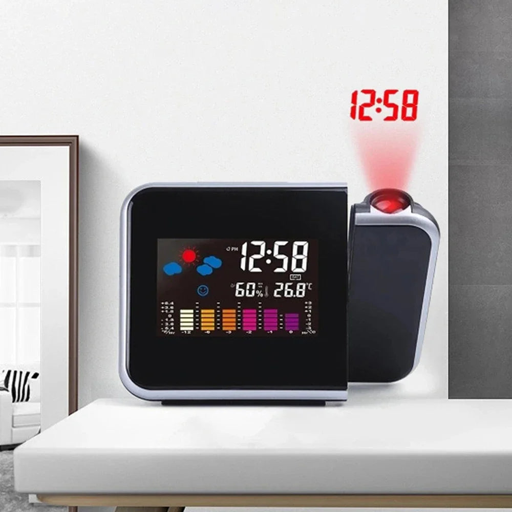 Réveil Projecteur Météo avec Horloge LED & Température