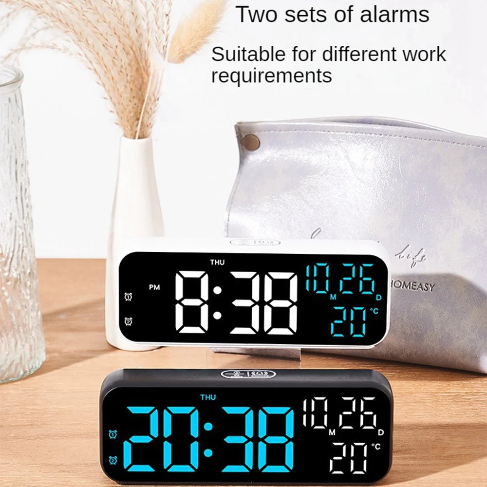 Réveil LED Affichage Numérique - Mode Nuit & Voice Control