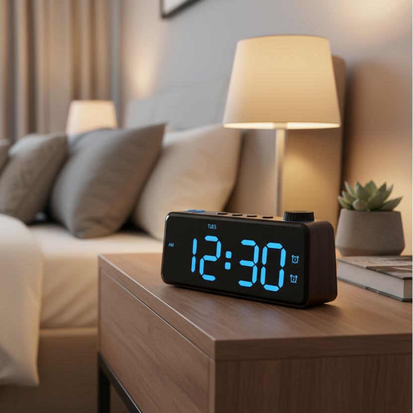 Réveil Digital FM Grand Écran LED