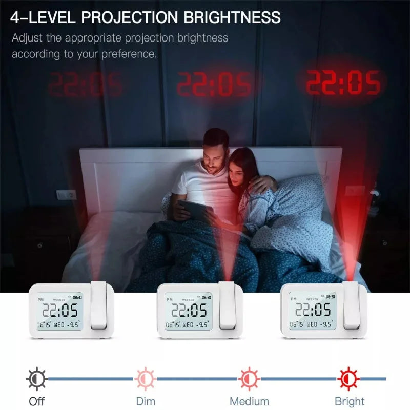 Réveil Projecteur Numérique à Double alarme & USB