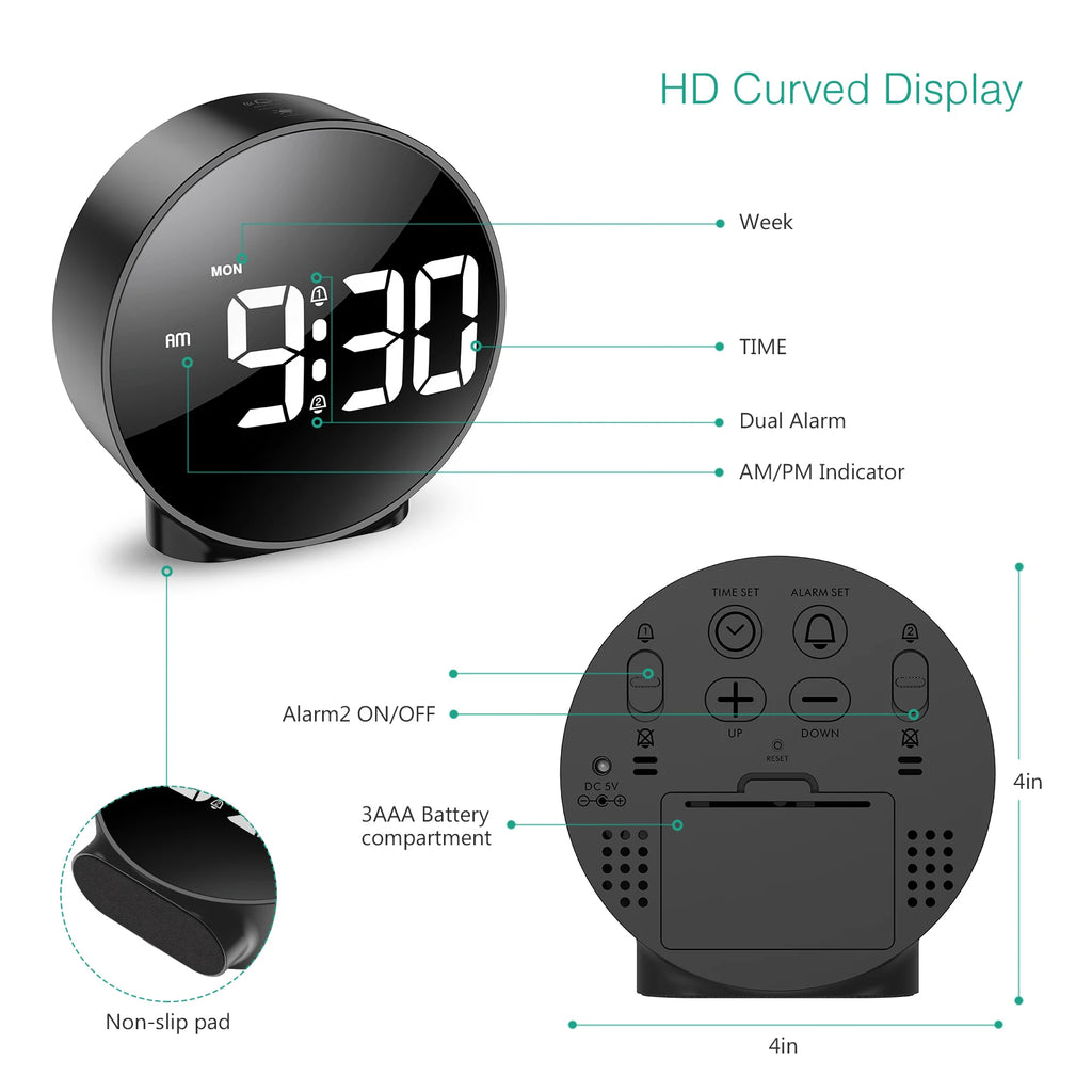 Réveil Digital LED Rond
