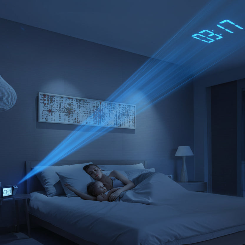 Réveil Projecteur 180° avec Affichage LCD