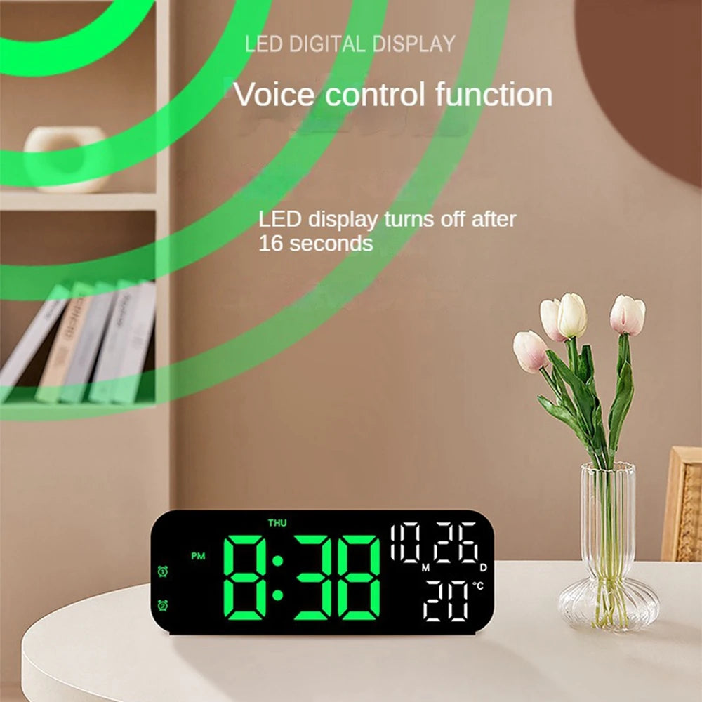 Réveil LED Affichage Numérique - Mode Nuit & Voice Control