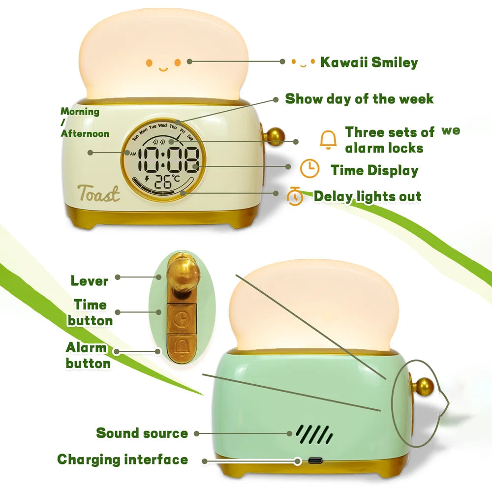 Réveil Enfant Toaster Veilleuse LED