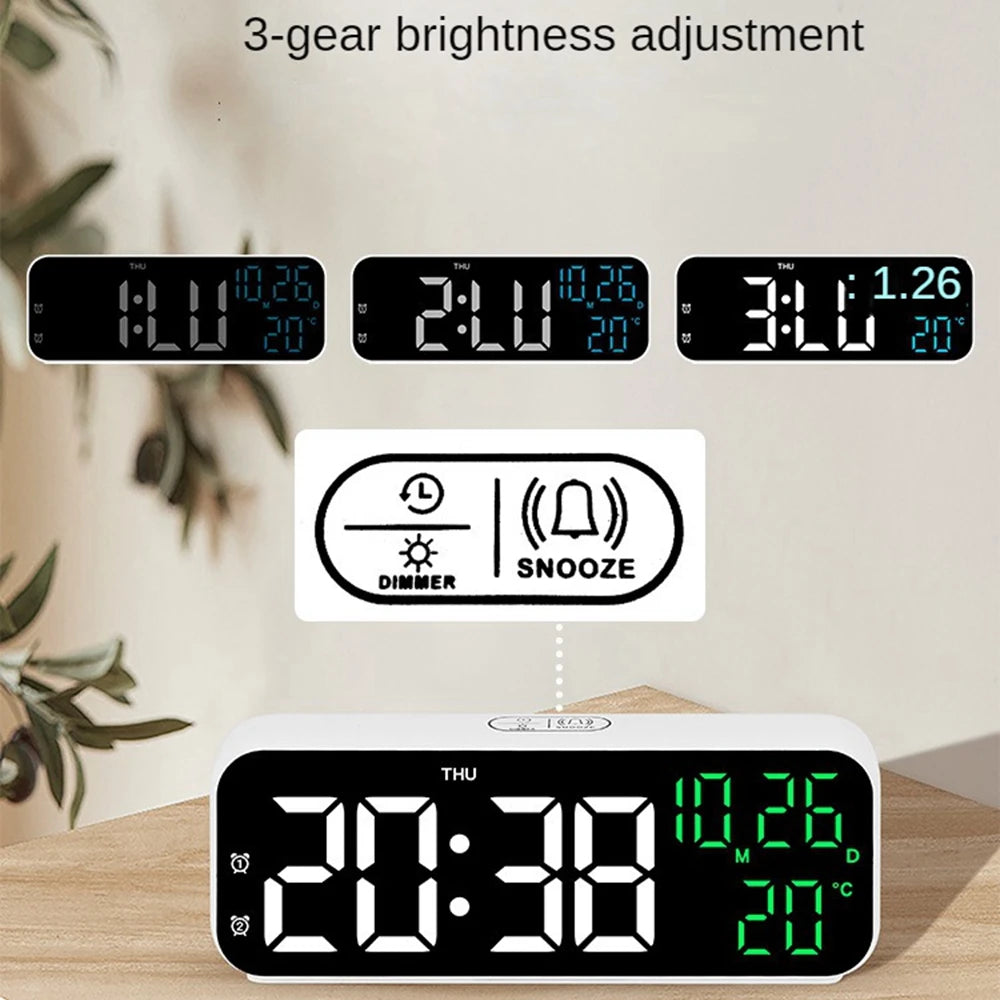 Réveil LED Affichage Numérique - Mode Nuit & Voice Control