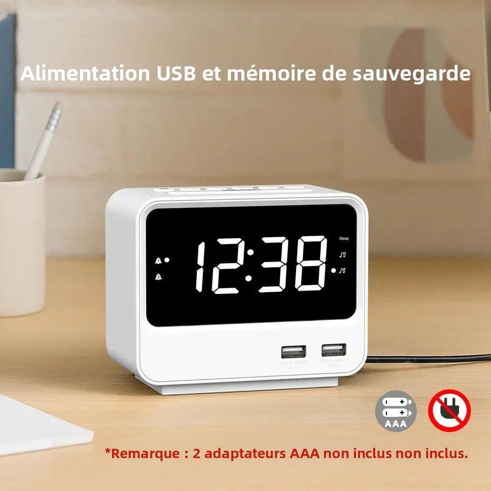 Réveil FM Radio avec Double USB
