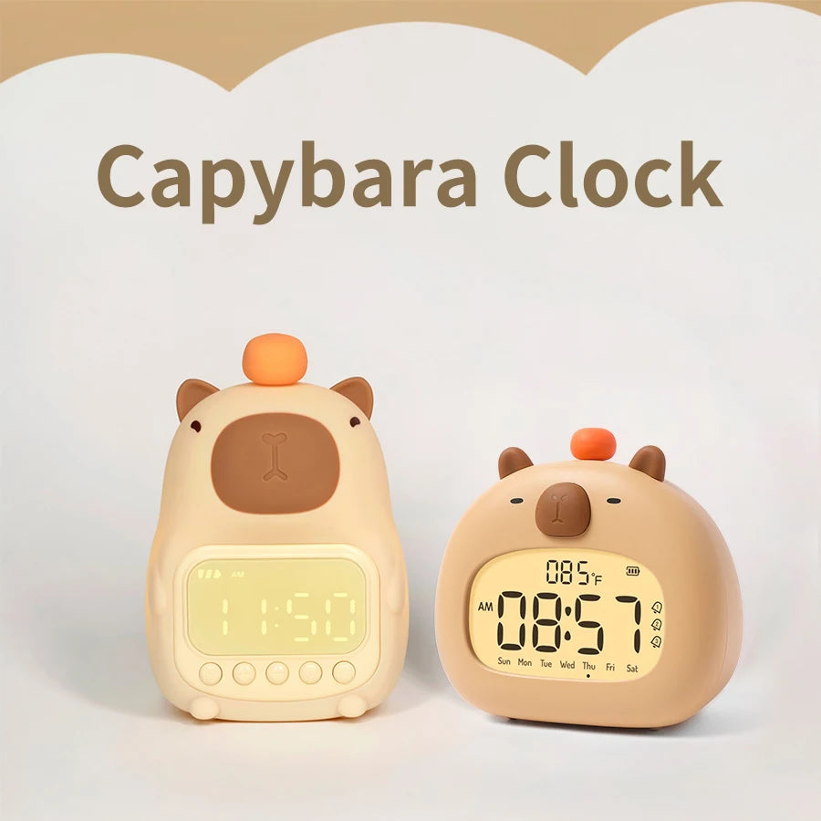 Réveil Capybara LED Enfant Rechargeable & Veilleuse Douce